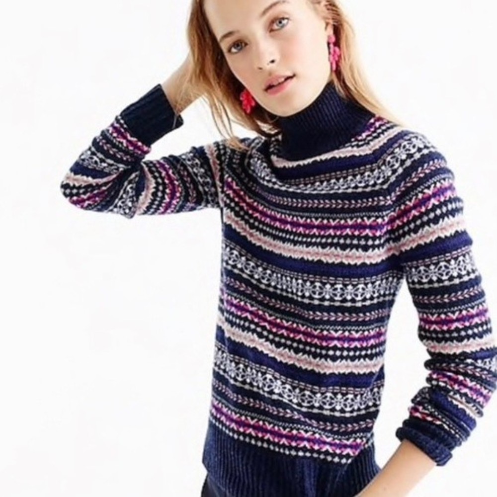 J. Crew 100% Wool Fair Isle Turtleneck Sweater XXS